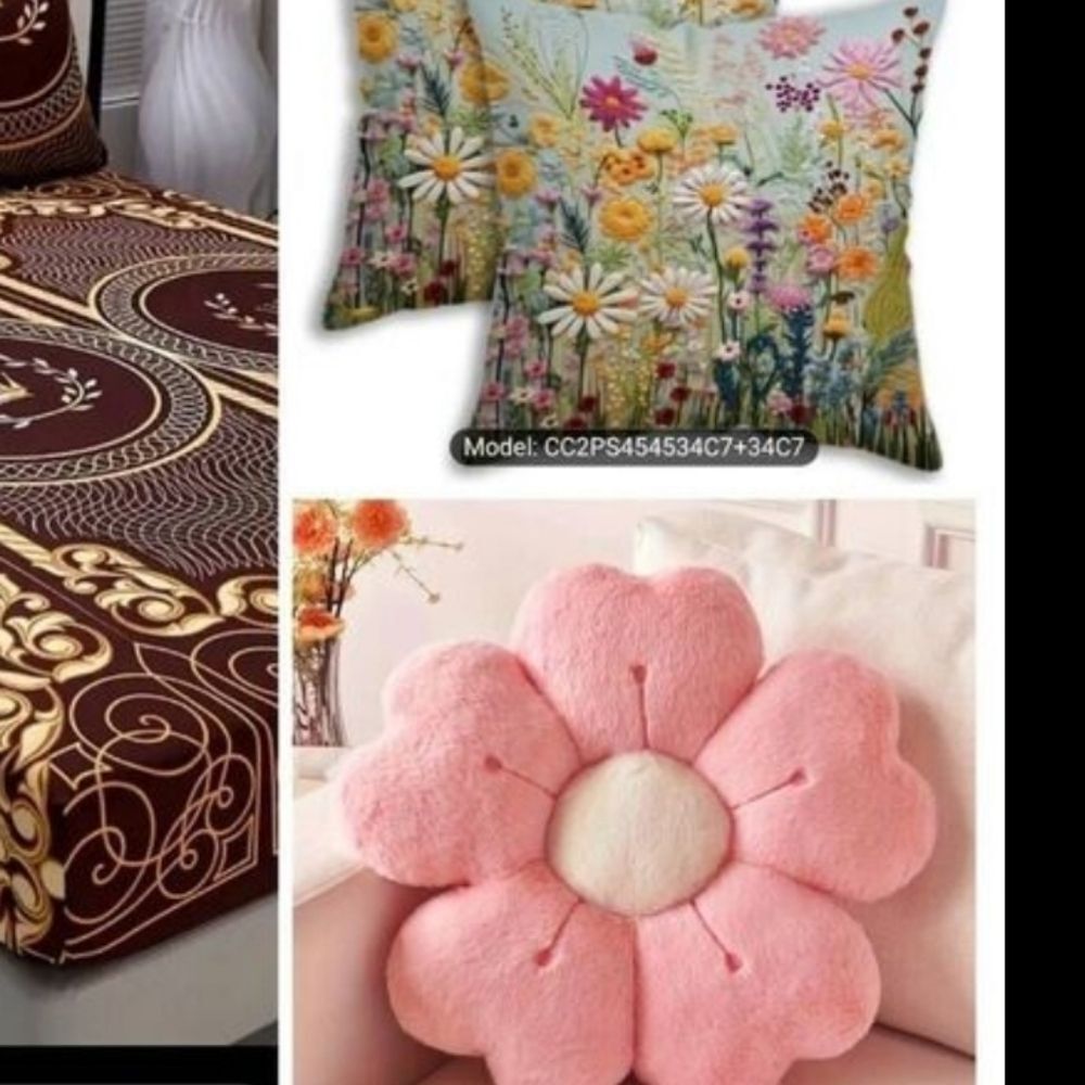 flower pillow and pillow case bundle Of Two